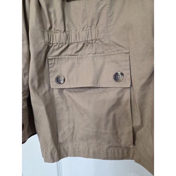 J.L. Powell Khaki Safari Cargo Leather Collar Cotton Tan Jacket, Men's Medium - Picture 5 of 12